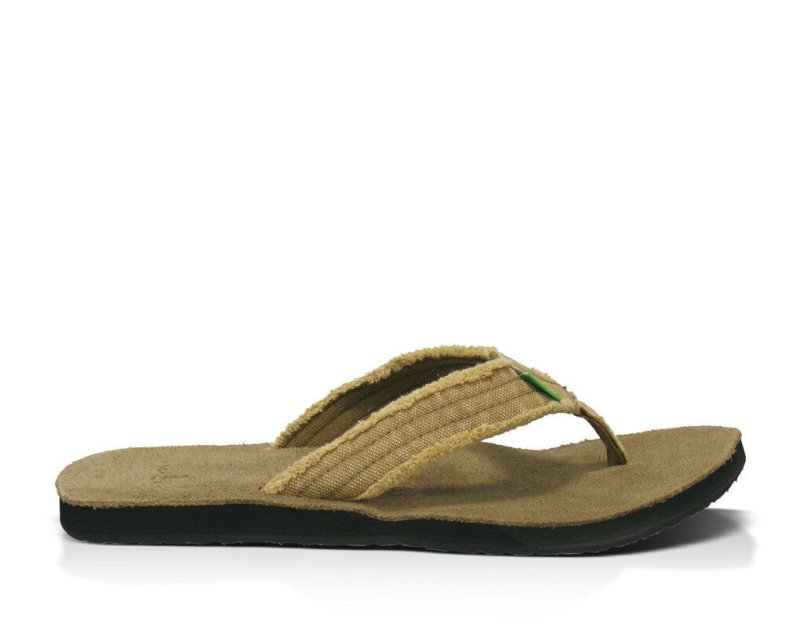 Sanuk Fraid Not Big & Tall Men\'s Flip Flops Khaki | Canada 252XYU